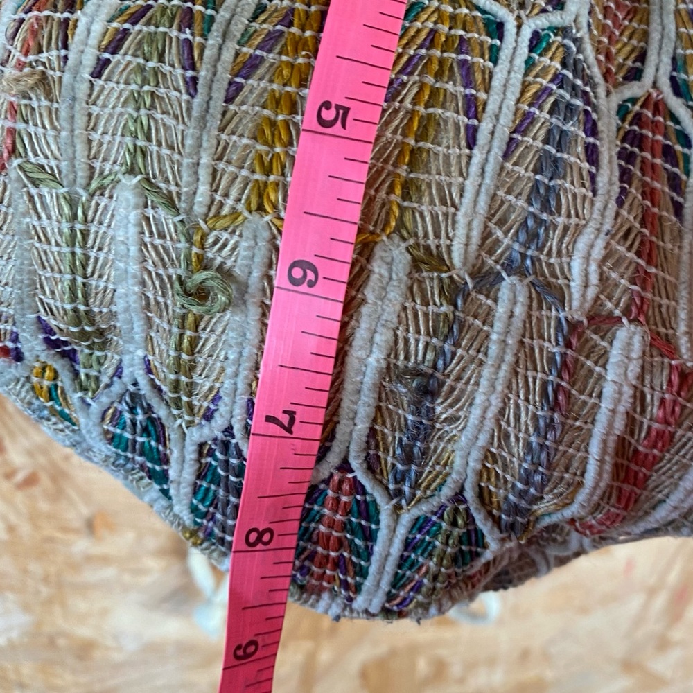 World Market multi color woven drawstring top bucket bag - Picture 7 of 10